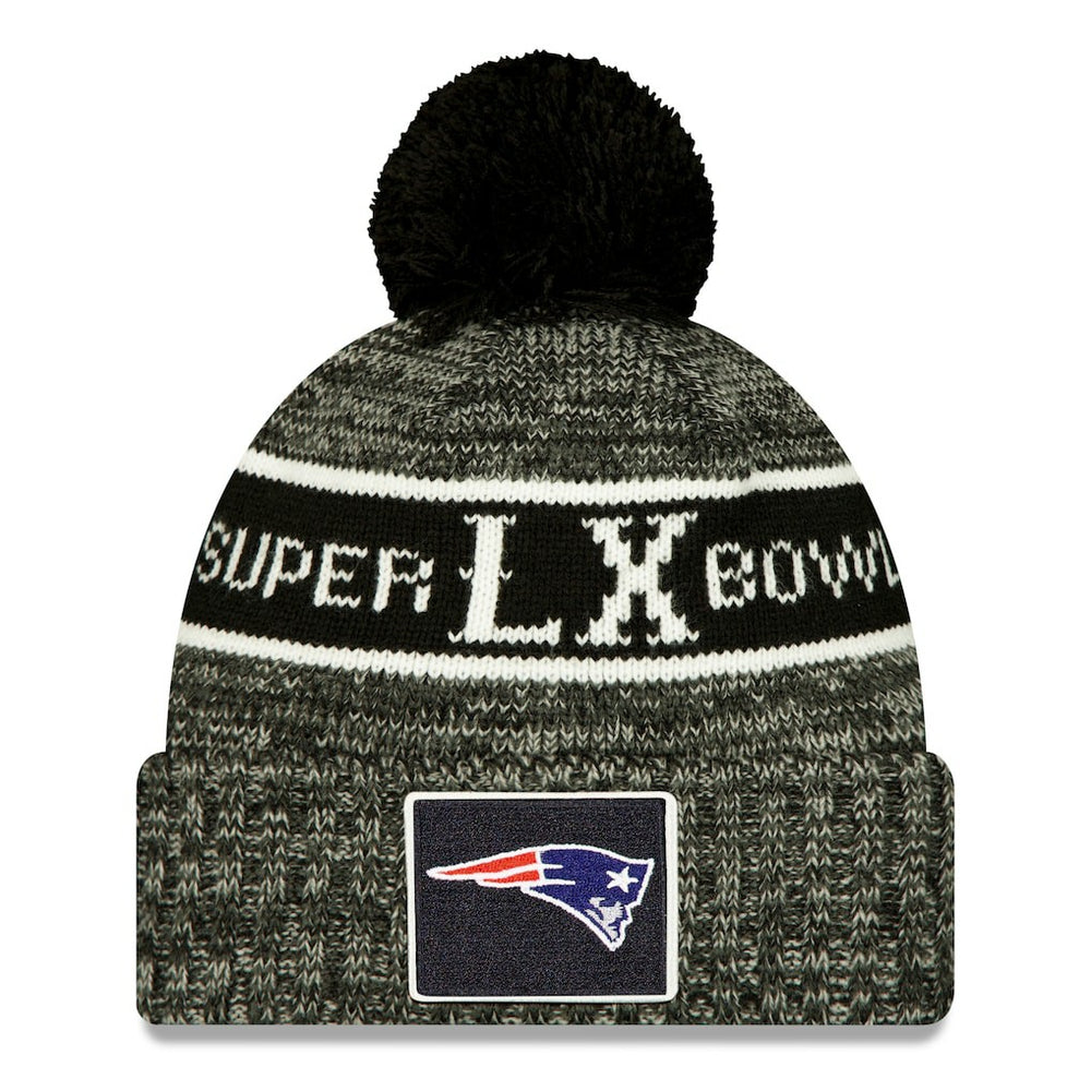 New England Patriots New Era Super Bowl LX Cuffed Knit Hat with Pom Black | NFL