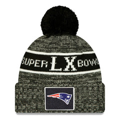 New England Patriots New Era Super Bowl LX Cuffed Knit Hat with Pom Black | NFL