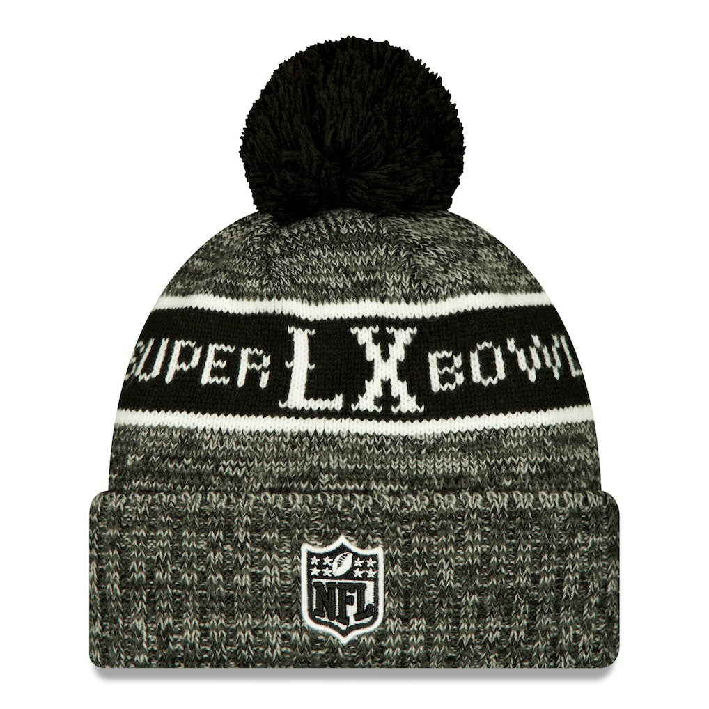 New England Patriots New Era Super Bowl LX Cuffed Knit Hat with Pom Black | NFL