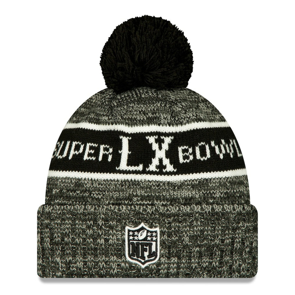 New England Patriots New Era Super Bowl LX Cuffed Knit Hat with Pom Black | NFL