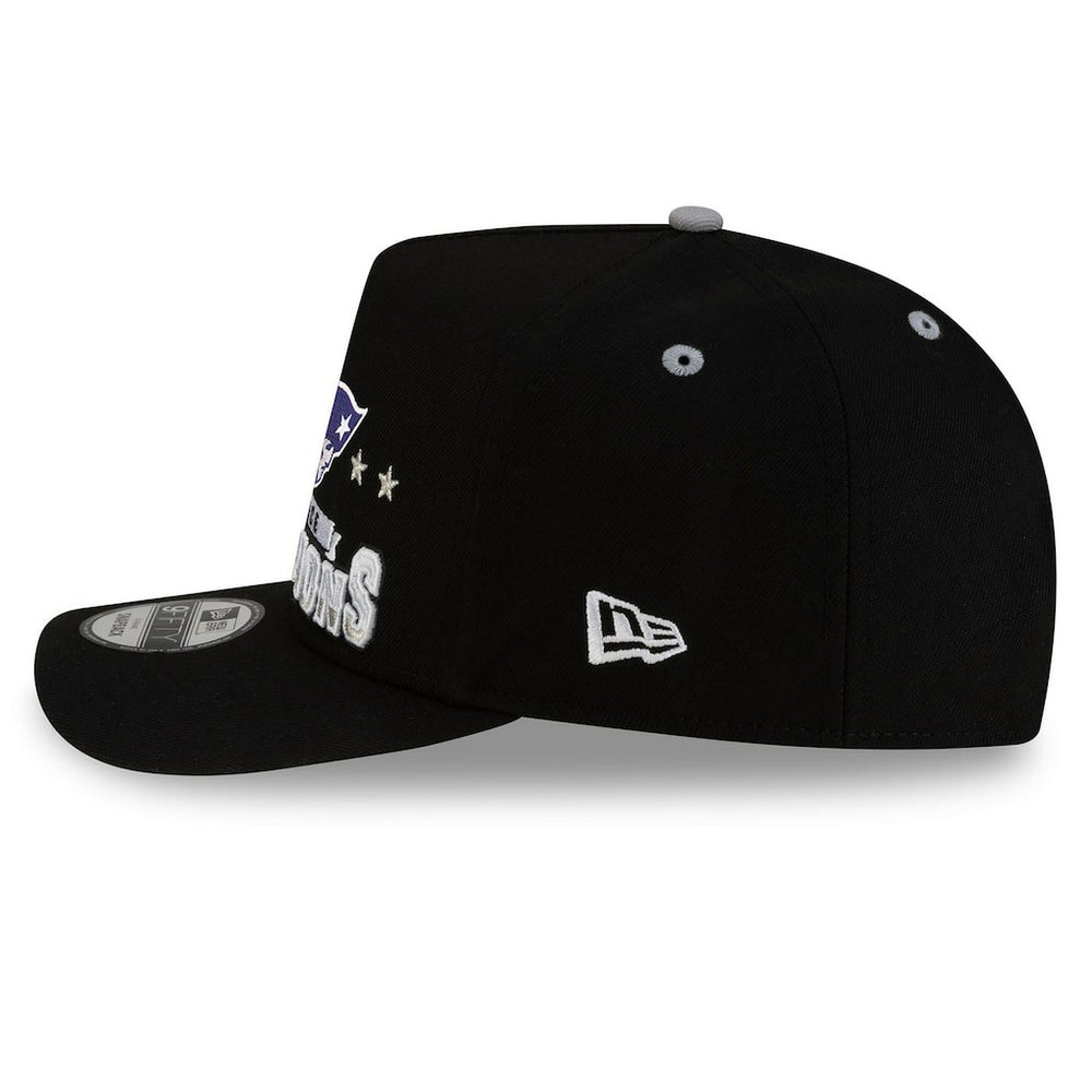 New England Patriots New Era 2025 AFC Champions Locker Room Trophy Collection A-Frame 9FIFTY Snapback Hat Black | NFL