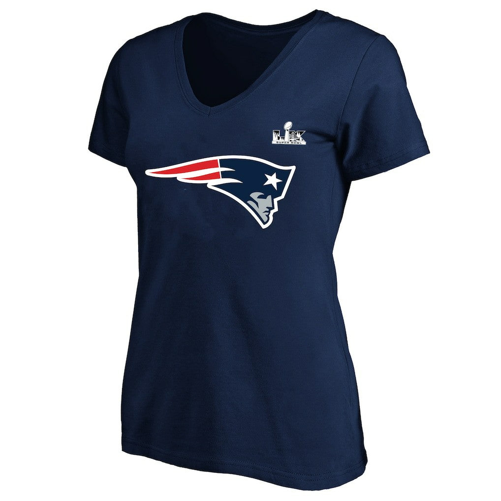 Drake Maye New England Patriots Women's Super Bowl LX Patch Plus Size Name & Number V-Neck T-Shirt Navy | Fanatics
