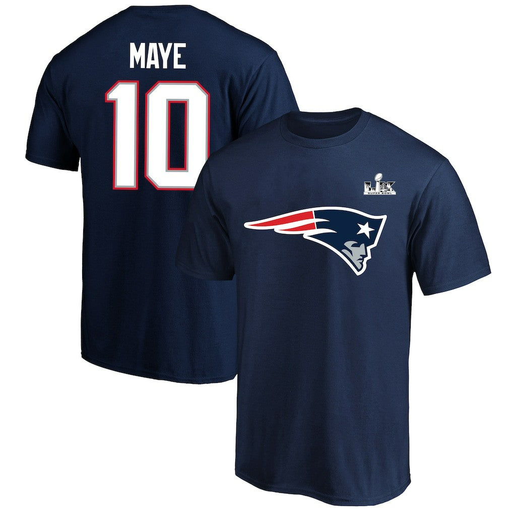 Drake Maye New England Patriots Super Bowl LX Patch Big & Tall Name & Number T-Shirt Navy | Fanatics