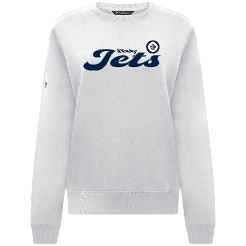 Winnipeg Jets Levelwear Women's Yvette Big Script Tri-Blend Sweatshirt - White - NHL