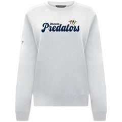 Nashville Predators Levelwear Women's Yvette Big Script Tri-Blend Sweatshirt - White - NHL
