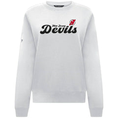 New Jersey Devils Levelwear Women's Yvette Big Script Tri-Blend Sweatshirt - White - NHL