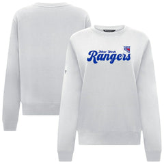 New York Rangers Levelwear Women's Yvette Big Script Tri-Blend Sweatshirt - White - NHL