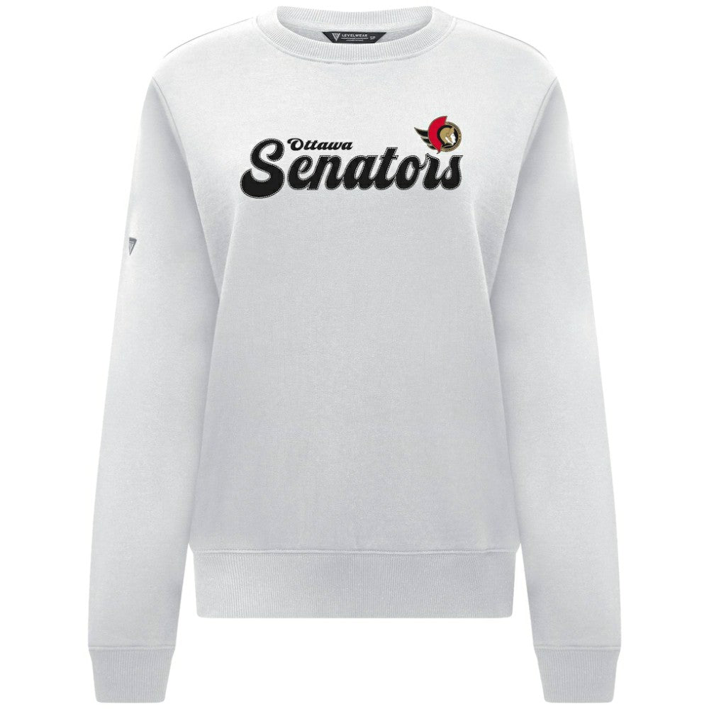 Ottawa Senators Levelwear Women's Yvette Big Script Tri-Blend Sweatshirt - White - NHL