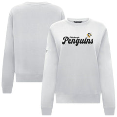 Pittsburgh Penguins Levelwear Women's Yvette Big Script Tri-Blend Sweatshirt - White - NHL