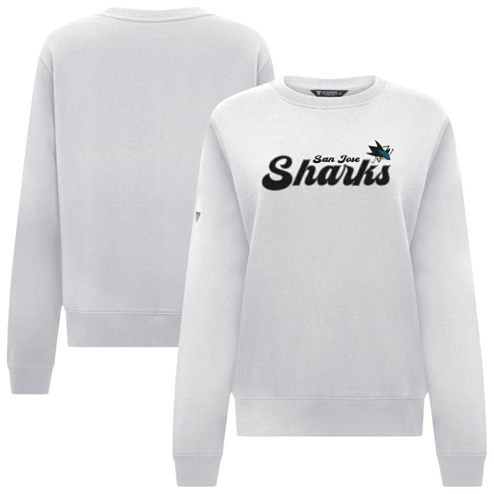 San Jose Sharks Levelwear Women's Yvette Big Script Tri-Blend Sweatshirt - White - NHL