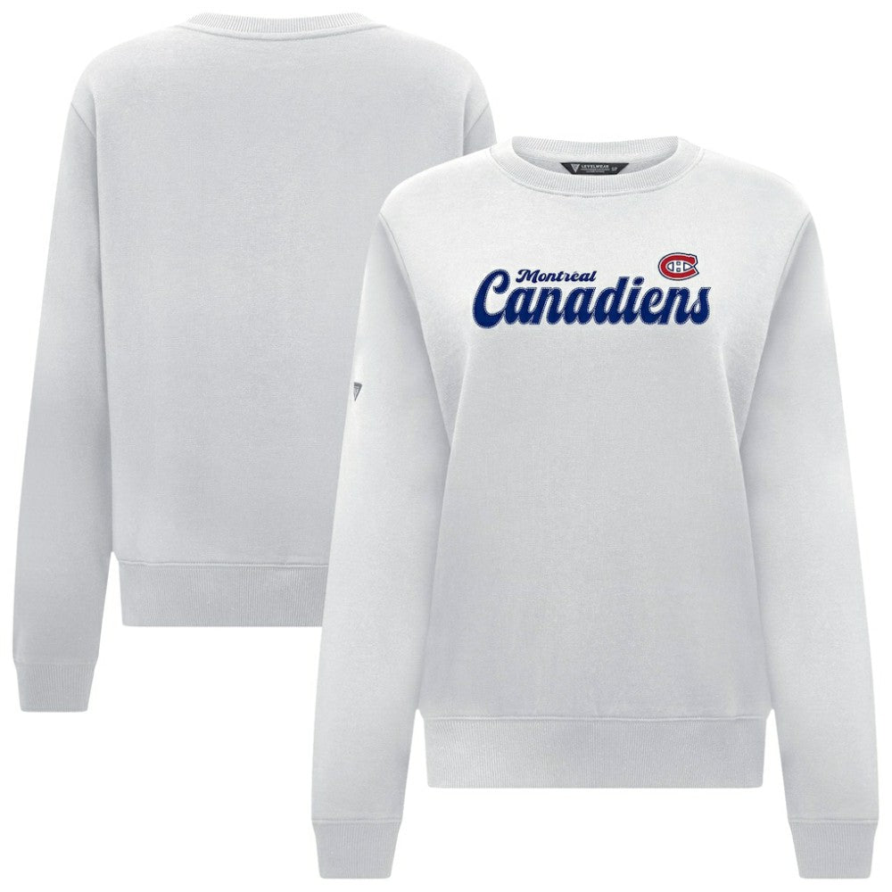 Montreal Canadiens Levelwear Women's Yvette Big Script Tri-Blend Sweatshirt - White - NHL