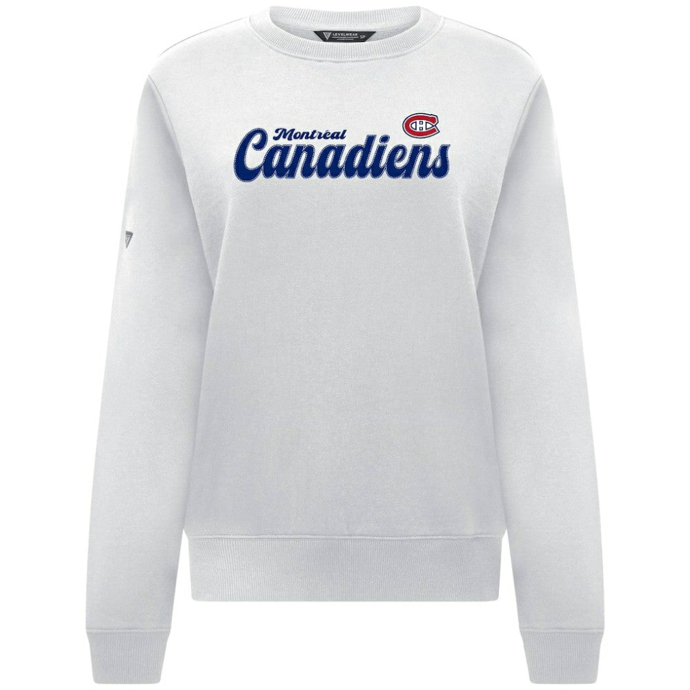 Montreal Canadiens Levelwear Women's Yvette Big Script Tri-Blend Sweatshirt - White - NHL