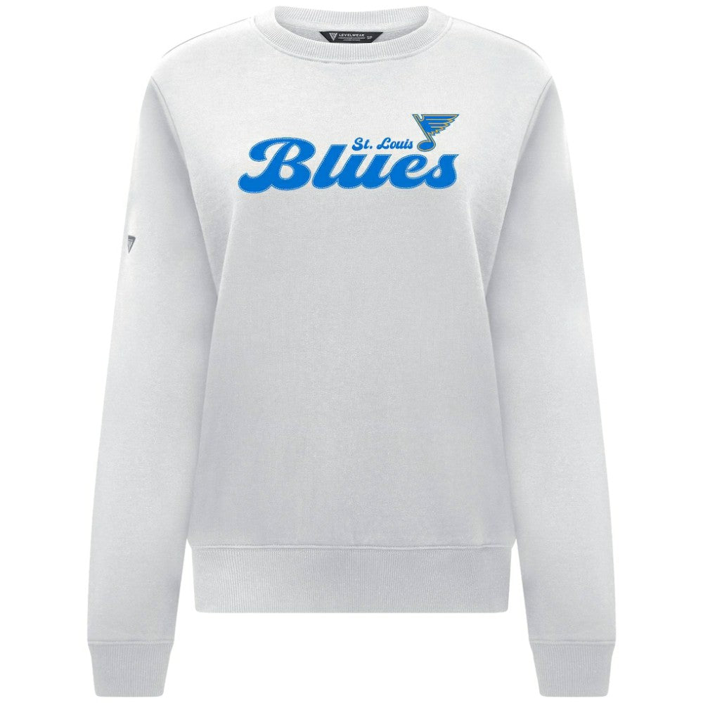 St. Louis Blues Levelwear Women's Yvette Big Script Tri-Blend Sweatshirt - White - NHL