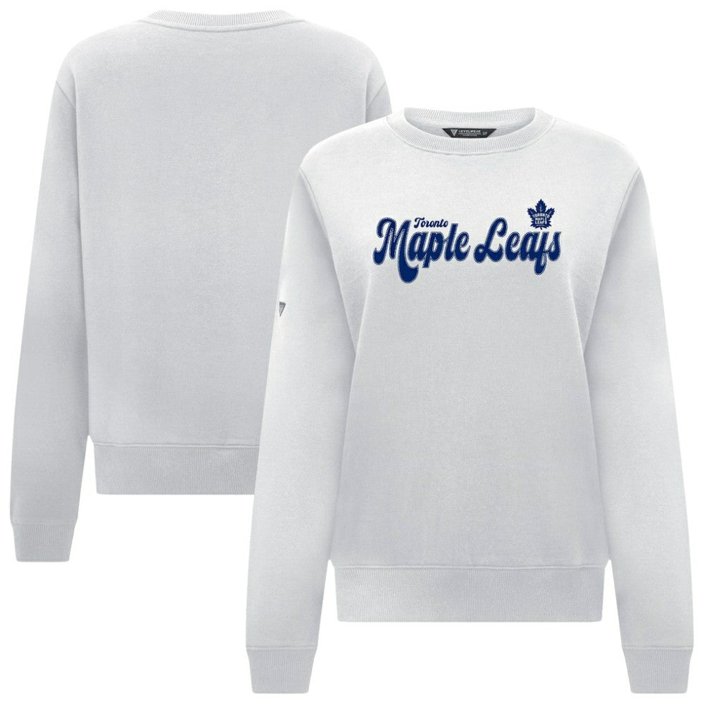 Toronto Maple Leafs Levelwear Women's Yvette Big Script Tri-Blend Sweatshirt - White - NHL