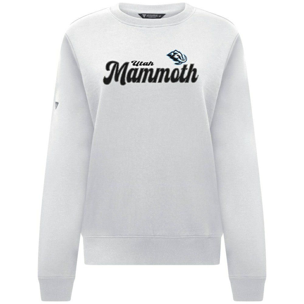 Utah Mammoth Levelwear Women's Yvette Big Script Tri-Blend Sweatshirt - White - NHL