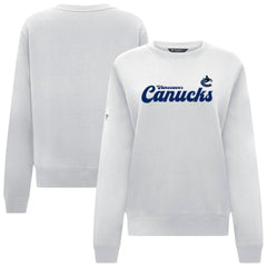 Vancouver Canucks Levelwear Women's Yvette Big Script Tri-Blend Sweatshirt - White - NHL