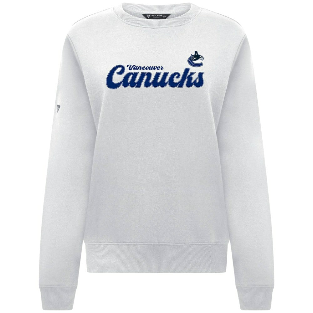 Vancouver Canucks Levelwear Women's Yvette Big Script Tri-Blend Sweatshirt - White - NHL