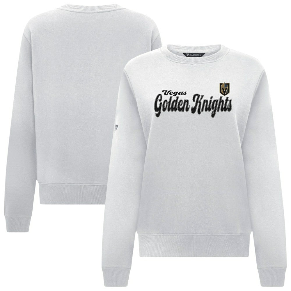 Vegas Golden Knights Levelwear Women's Yvette Big Script Tri-Blend Sweatshirt - White - NHL