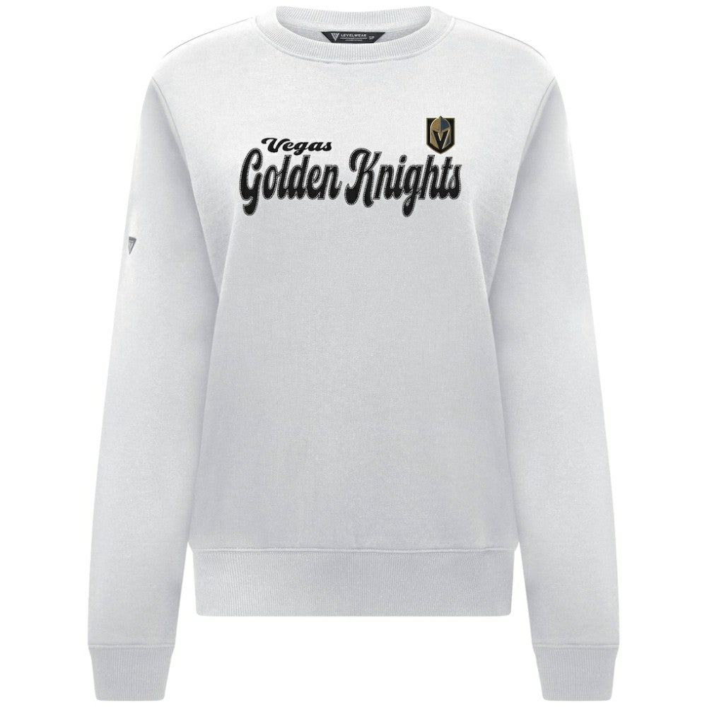 Vegas Golden Knights Levelwear Women's Yvette Big Script Tri-Blend Sweatshirt - White - NHL