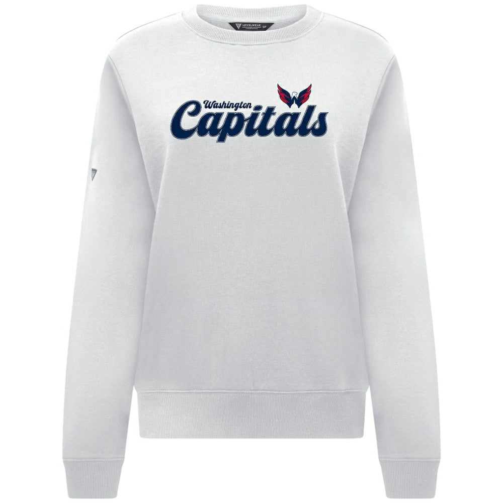 Washington Capitals Levelwear Women's Yvette Big Script Tri-Blend Sweatshirt - White - NHL