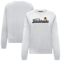 Chicago Blackhawks Levelwear Women's Yvette Big Script Tri-Blend Sweatshirt - White - NHL