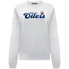 Edmonton Oilers Levelwear Women's Yvette Big Script Tri-Blend Sweatshirt - White - NHL