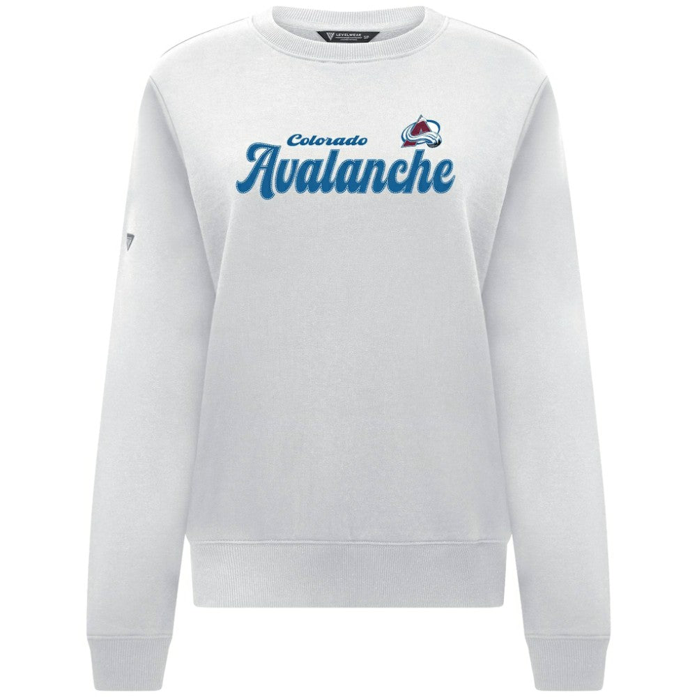 Colorado Avalanche Levelwear Women's Yvette Big Script Tri-Blend Sweatshirt - White - NHL