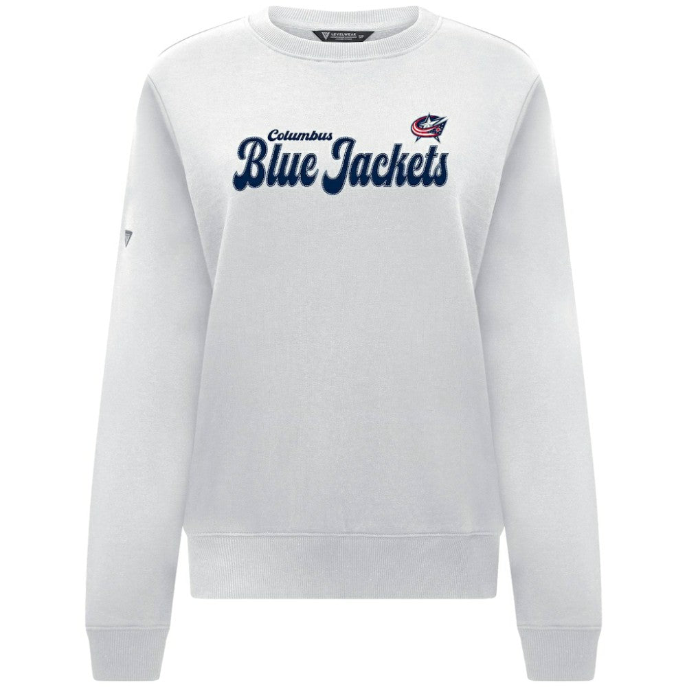 Columbus Blue Jackets Levelwear Women's Yvette Big Script Tri-Blend Sweatshirt - White - NHL