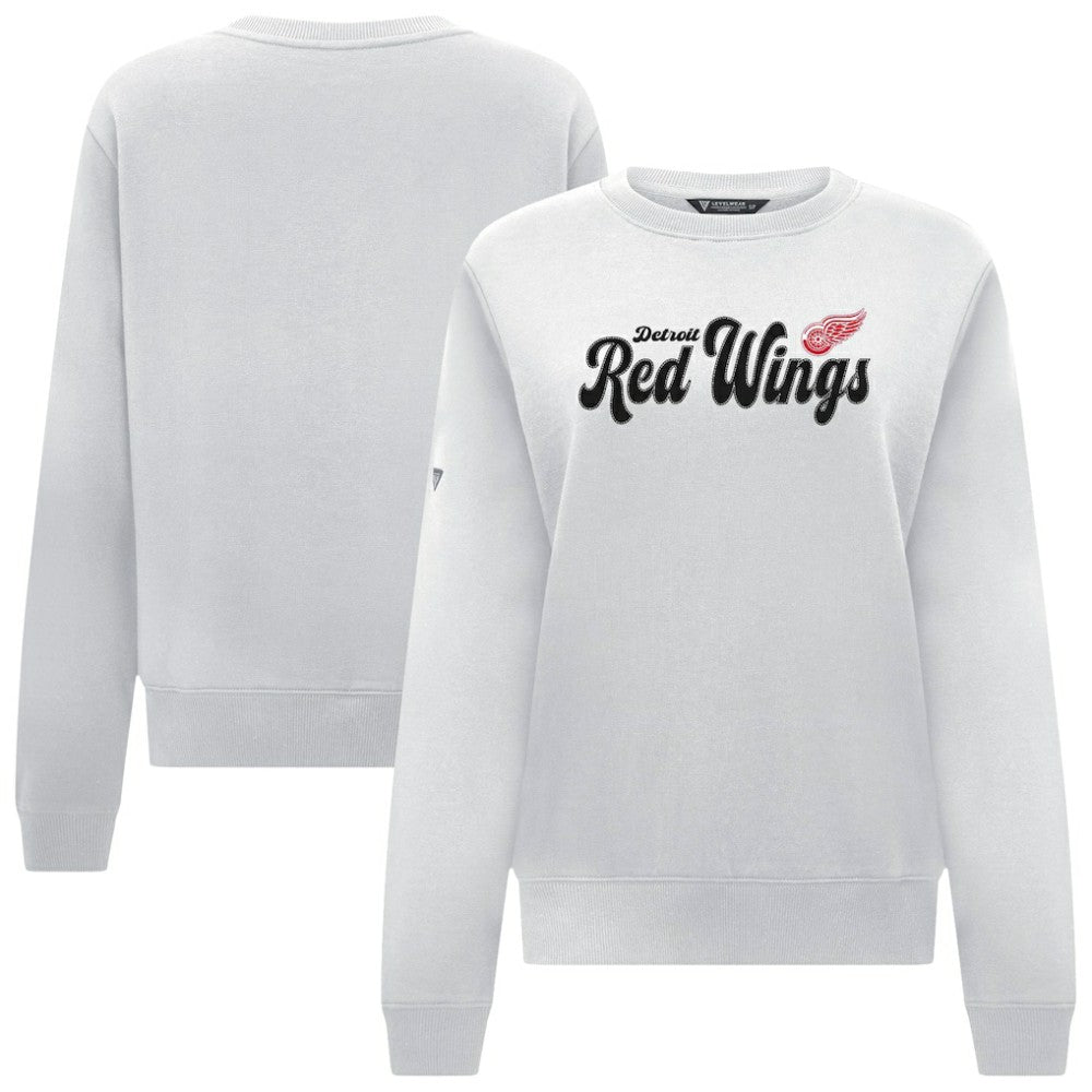 Detroit Red Wings Levelwear Women's Yvette Big Script Tri-Blend Sweatshirt - White - NHL