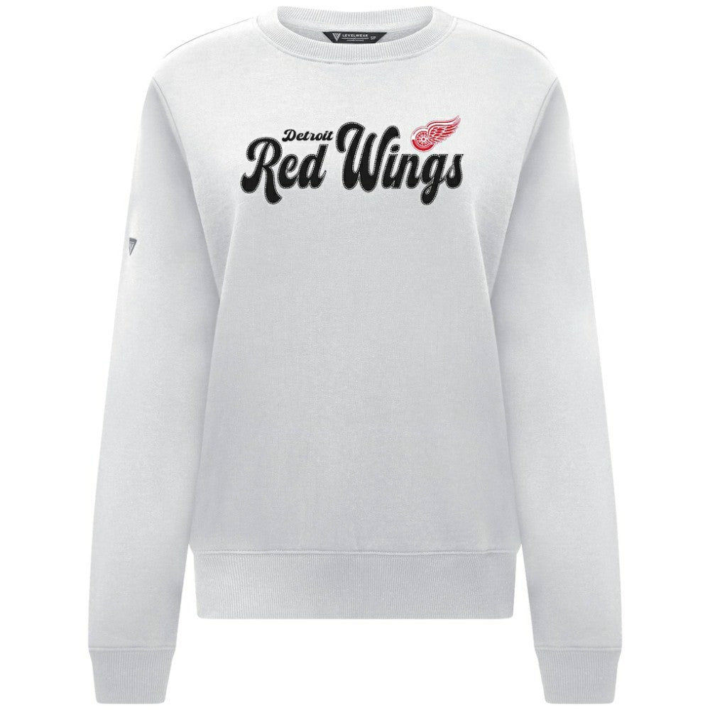 Detroit Red Wings Levelwear Women's Yvette Big Script Tri-Blend Sweatshirt - White - NHL