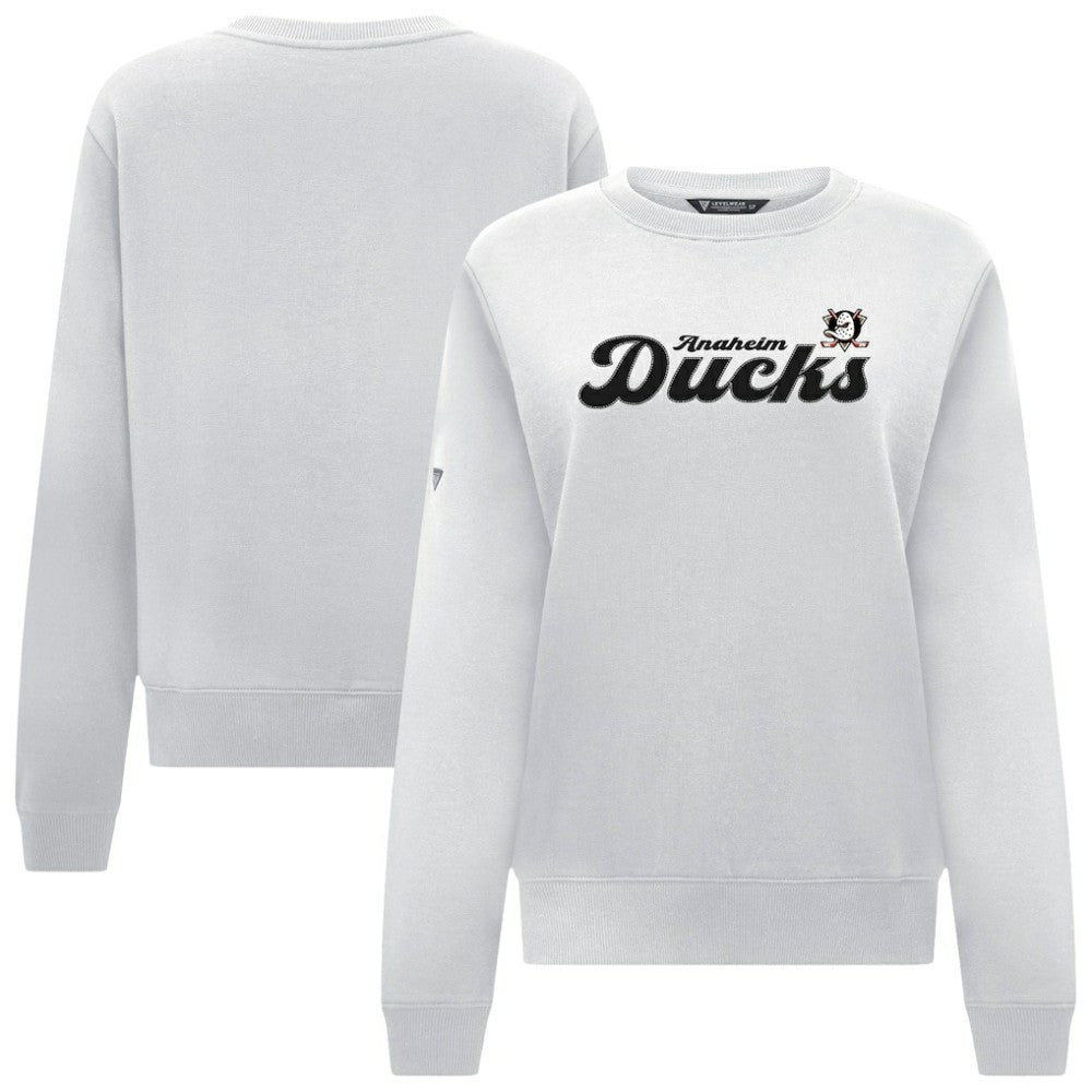 Anaheim Ducks Levelwear Women's Yvette Big Script Tri-Blend Sweatshirt - White - NHL