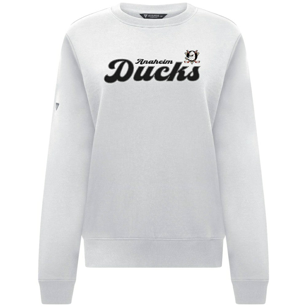 Anaheim Ducks Levelwear Women's Yvette Big Script Tri-Blend Sweatshirt - White - NHL