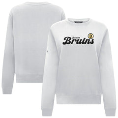 Boston Bruins Levelwear Women's Yvette Big Script Tri-Blend Sweatshirt - White - NHL