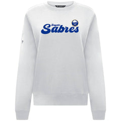 Buffalo Sabres Levelwear Women's Yvette Big Script Tri-Blend Sweatshirt - White - NHL