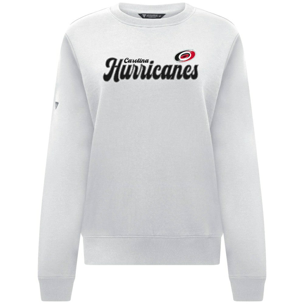 Carolina Hurricanes Levelwear Women's Yvette Big Script Tri-Blend Sweatshirt - White - NHL