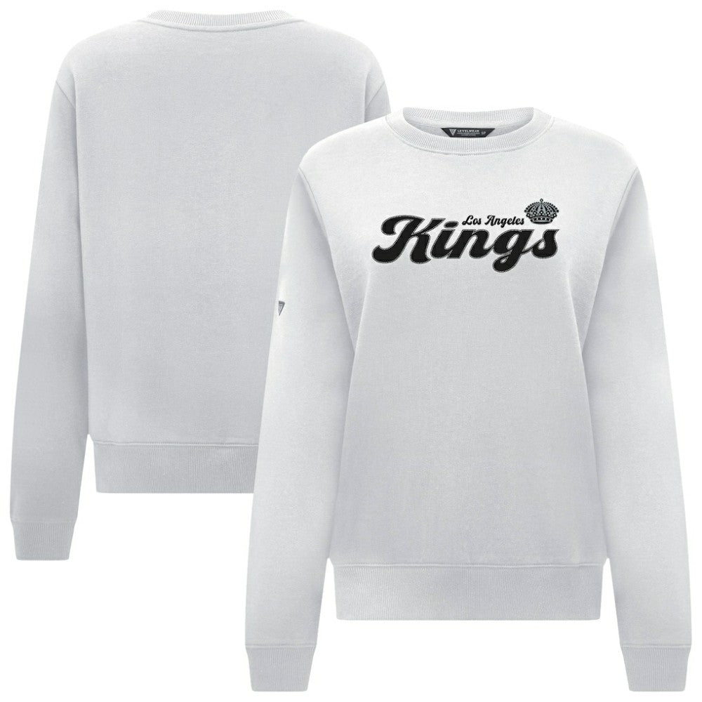 Los Angeles Kings Levelwear Women's Yvette Big Script Tri-Blend Sweatshirt - White - NHL