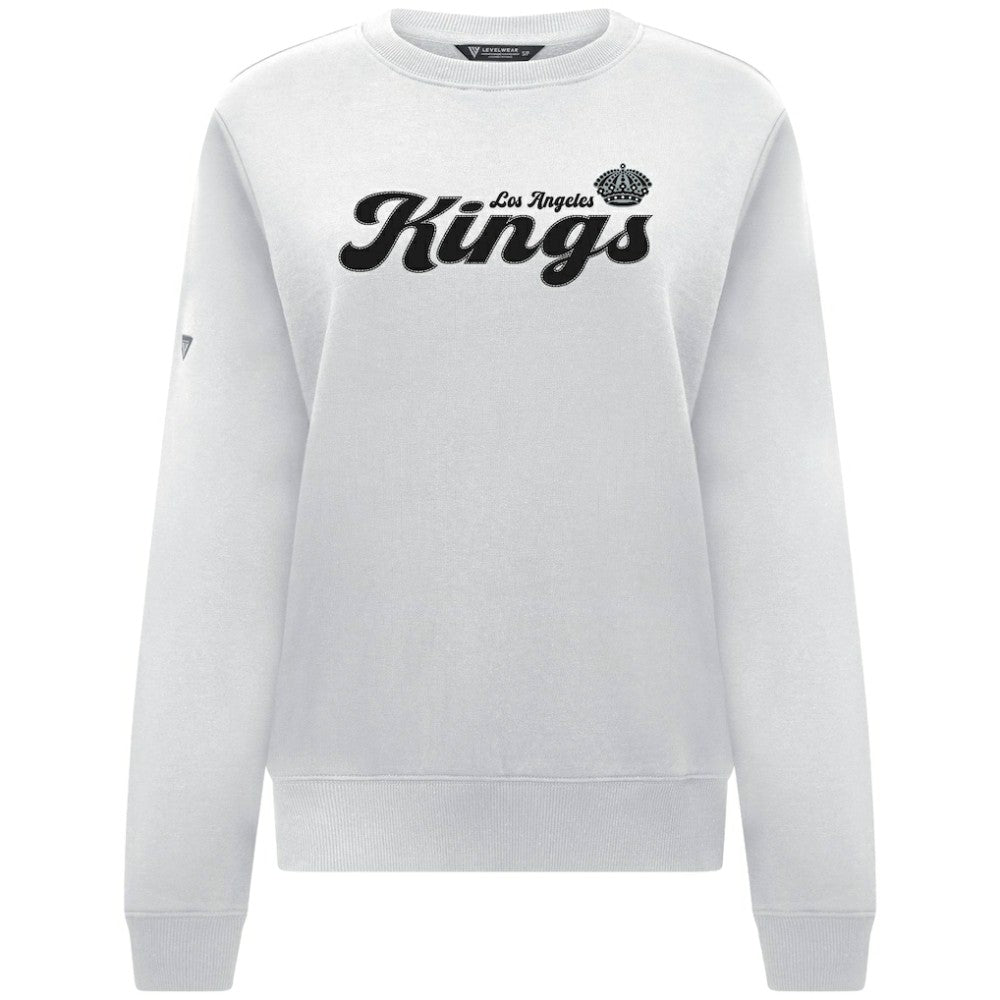 Los Angeles Kings Levelwear Women's Yvette Big Script Tri-Blend Sweatshirt - White - NHL