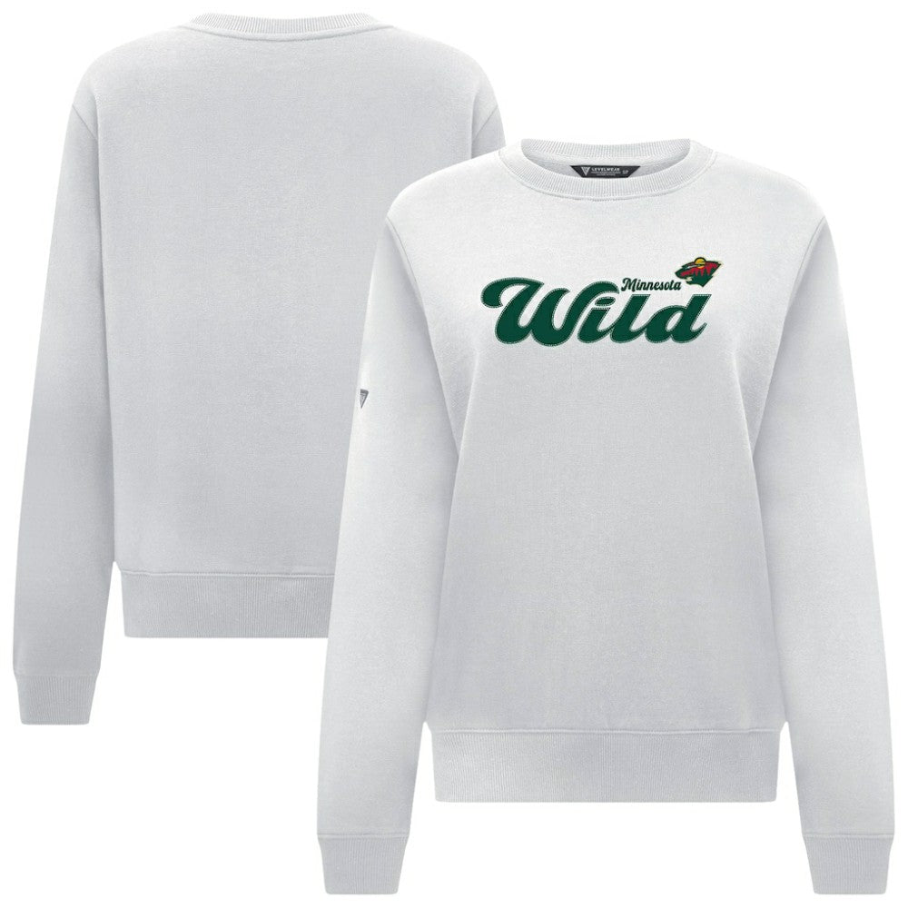 Minnesota Wild Levelwear Women's Yvette Big Script Tri-Blend Sweatshirt - White - NHL