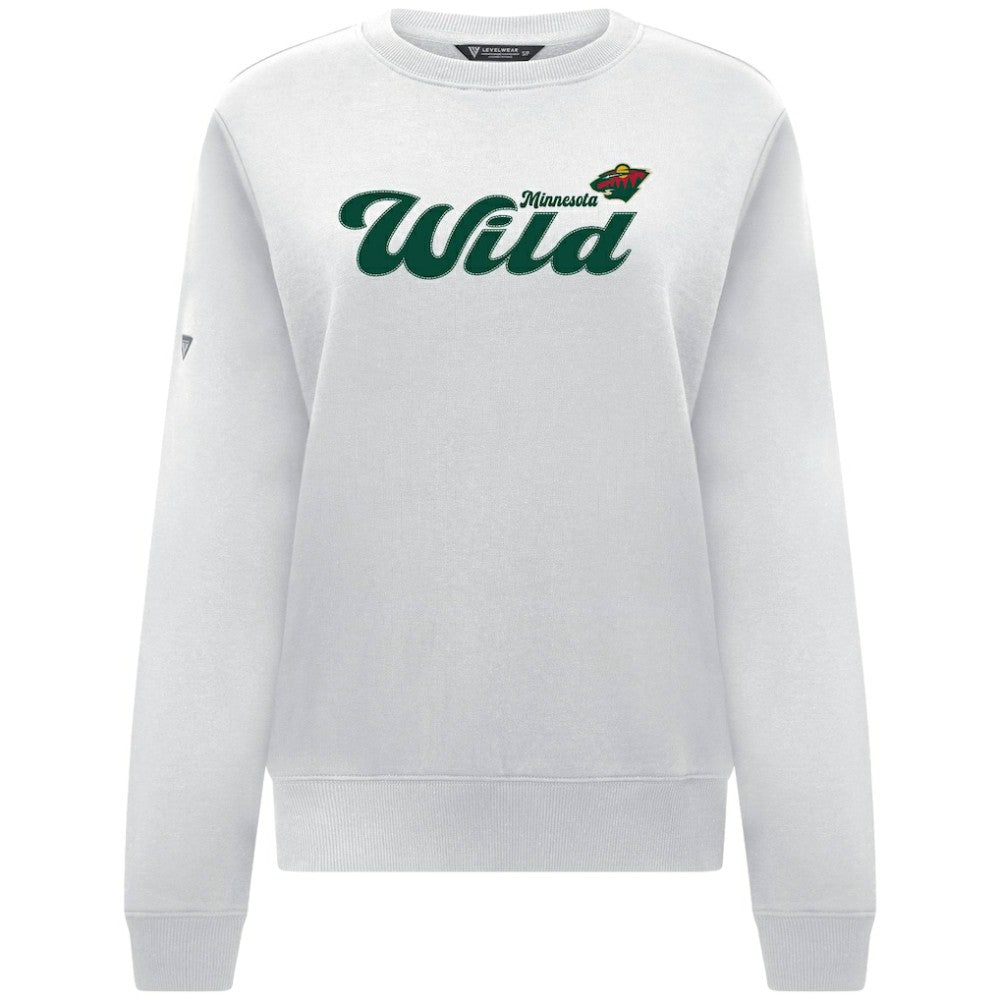 Minnesota Wild Levelwear Women's Yvette Big Script Tri-Blend Sweatshirt - White - NHL