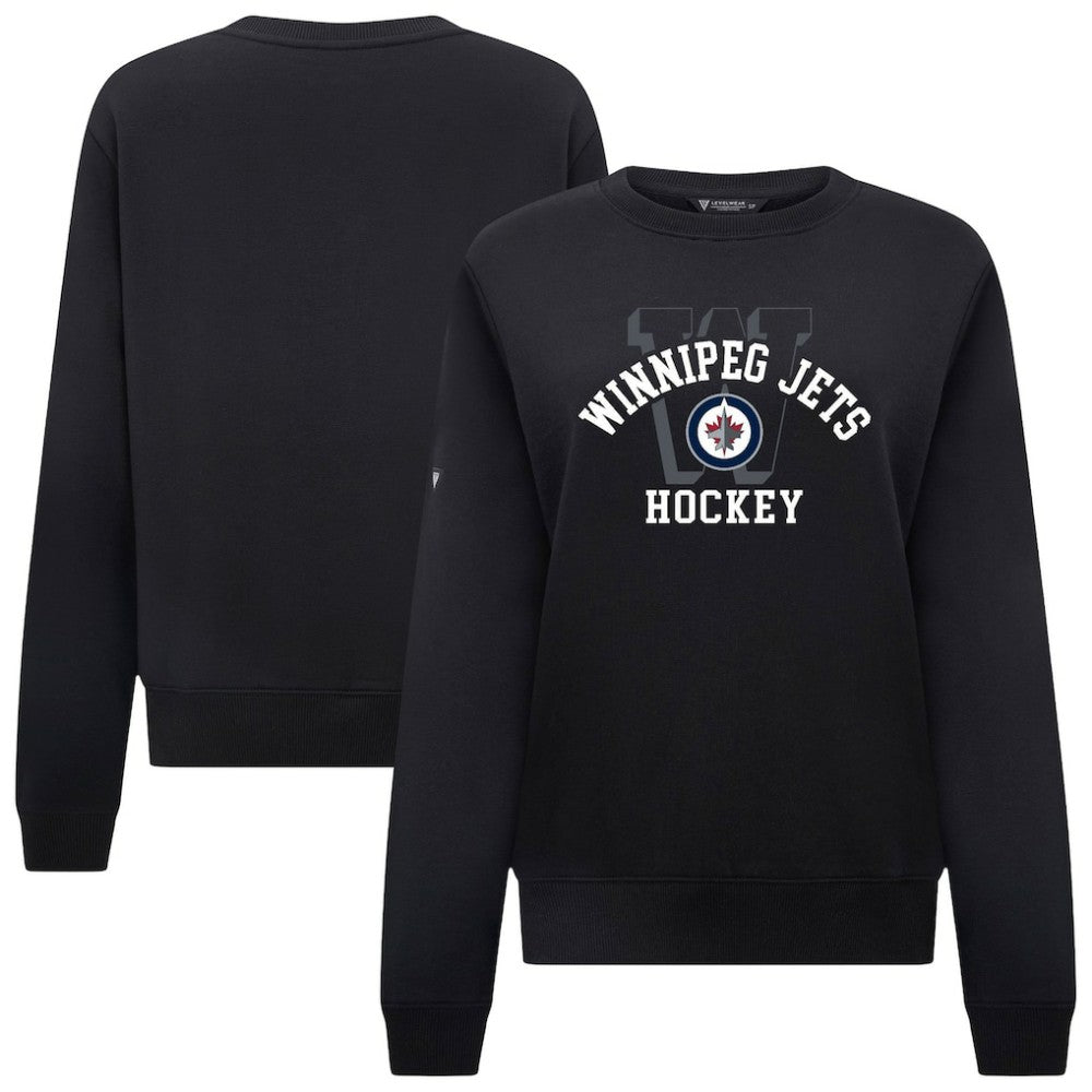 Winnipeg Jets Levelwear Women's Yvette Limelight Big Letter Sweatshirt - Black - NHL