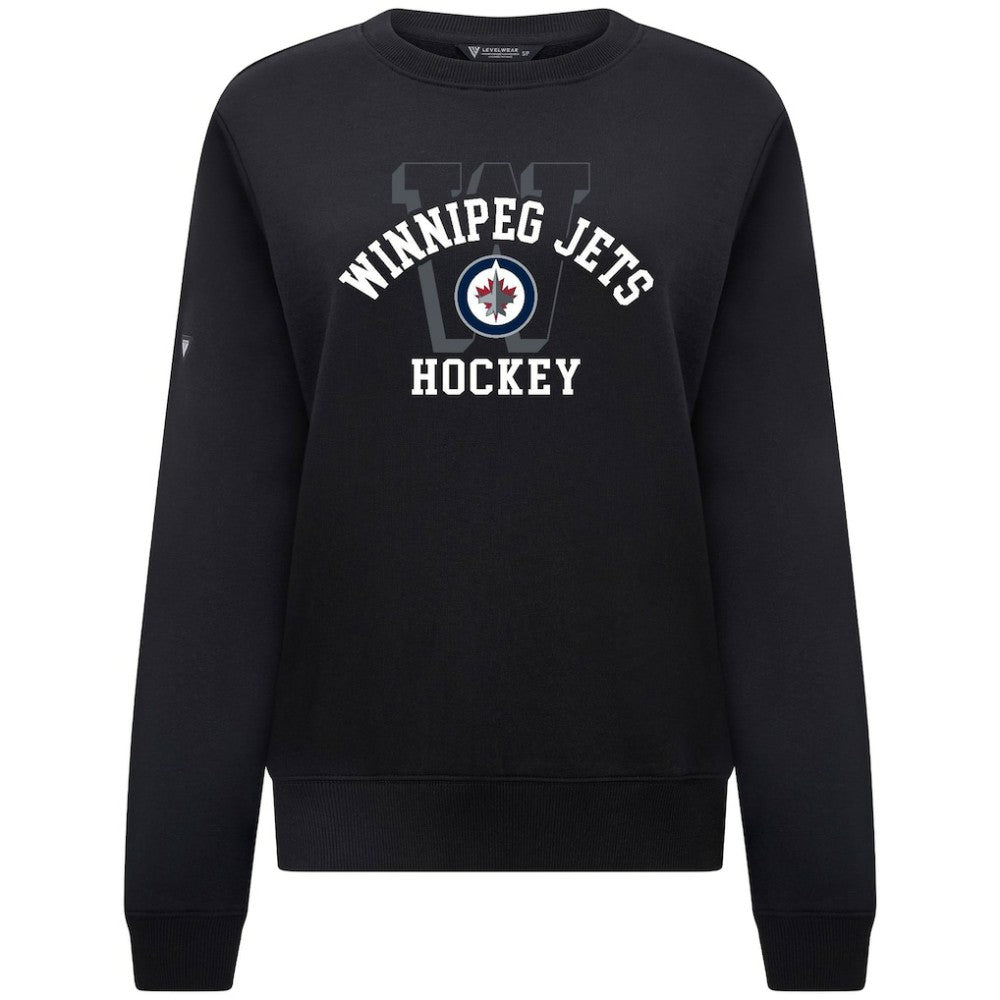 Winnipeg Jets Levelwear Women's Yvette Limelight Big Letter Sweatshirt - Black - NHL