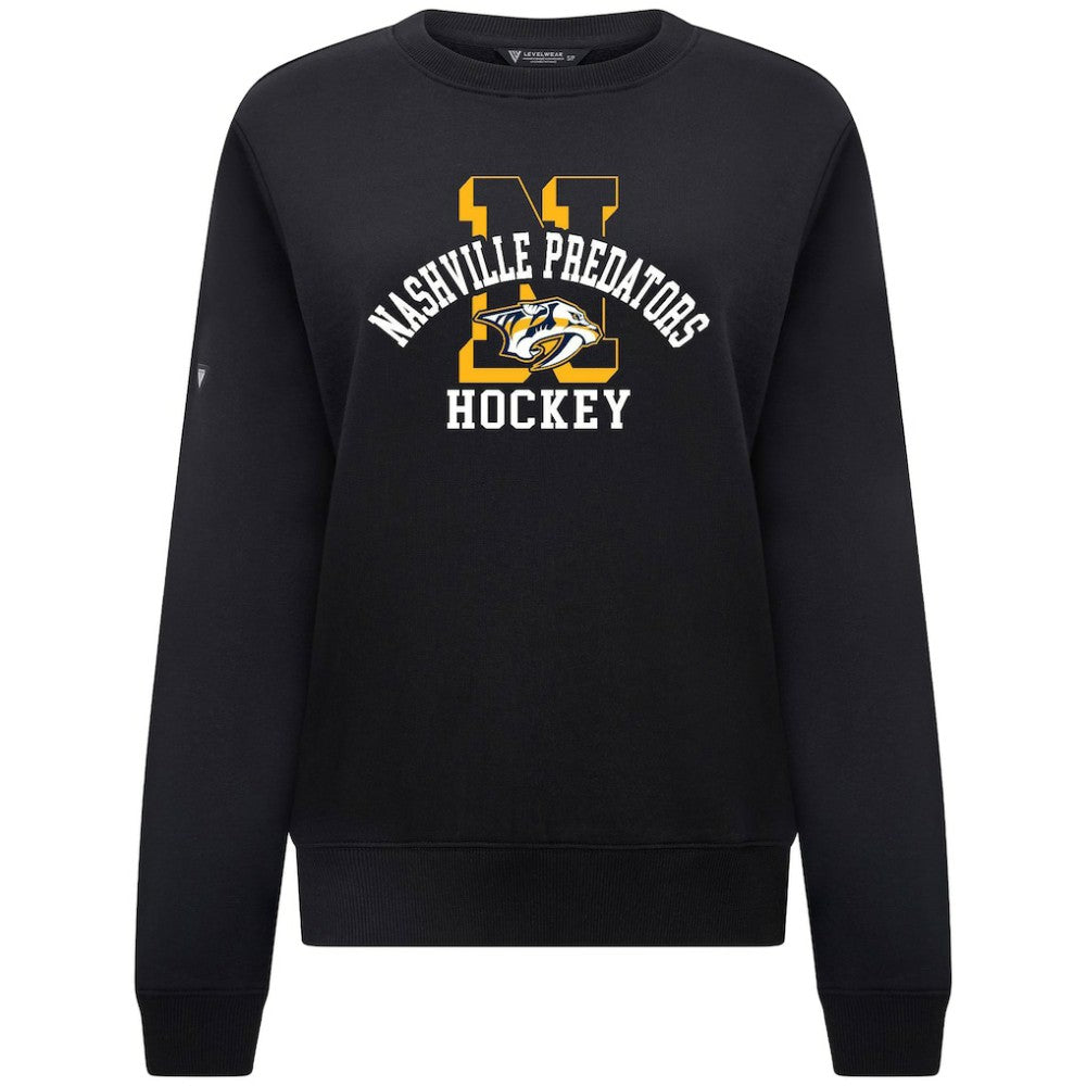 Nashville Predators Levelwear Women's Yvette Limelight Big Letter Sweatshirt - Black - NHL