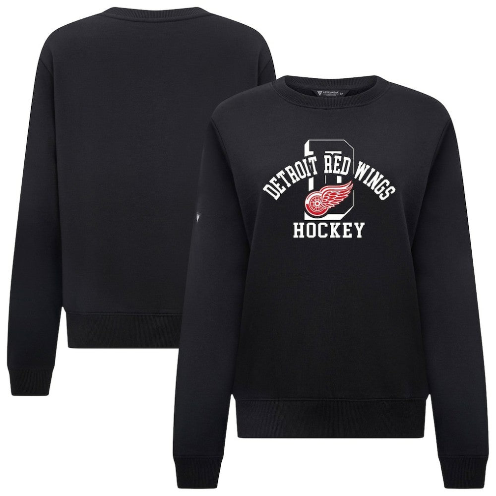 Detroit Red Wings Levelwear Women's Yvette Limelight Big Letter Sweatshirt - Black - NHL