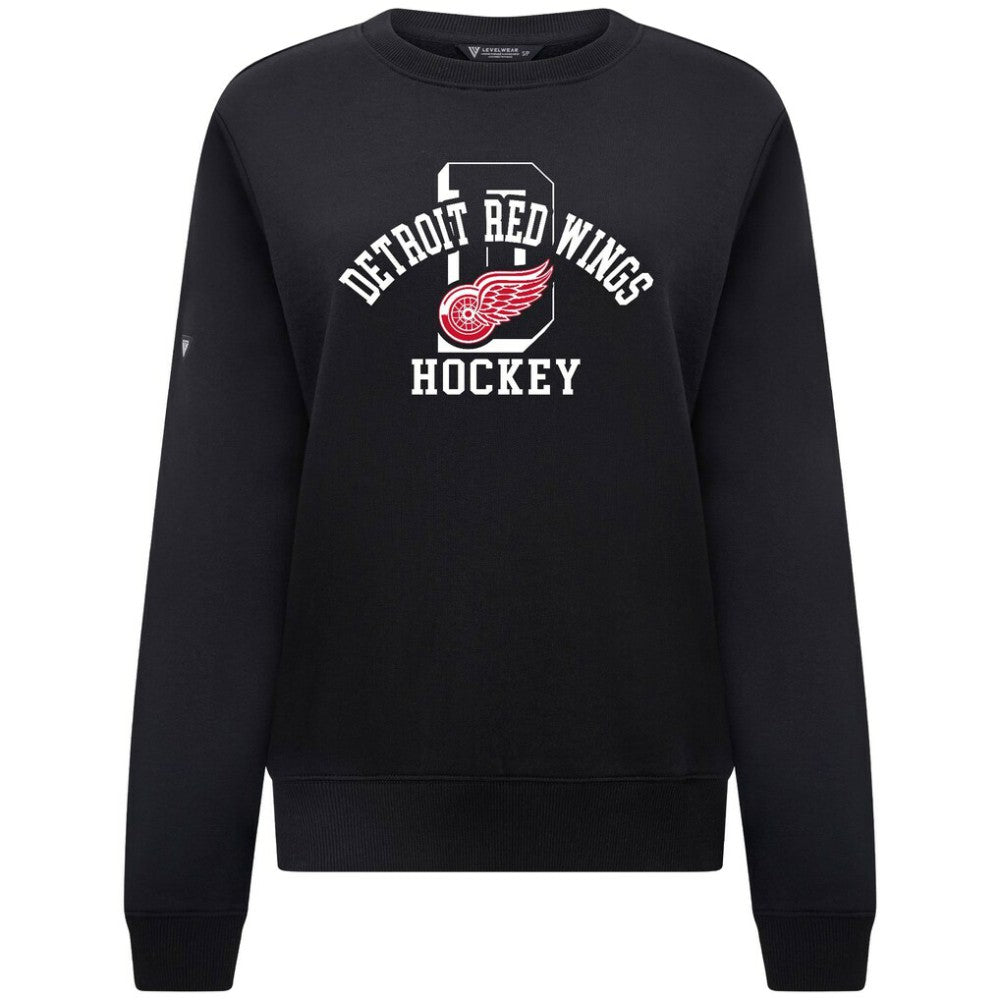 Detroit Red Wings Levelwear Women's Yvette Limelight Big Letter Sweatshirt - Black - NHL