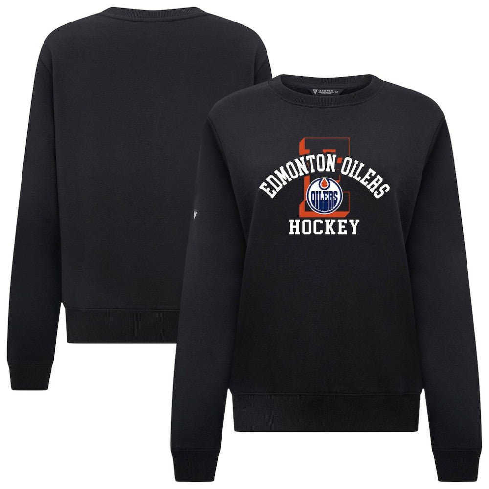 Edmonton Oilers Levelwear Women's Yvette Limelight Big Letter Sweatshirt - Black - NHL