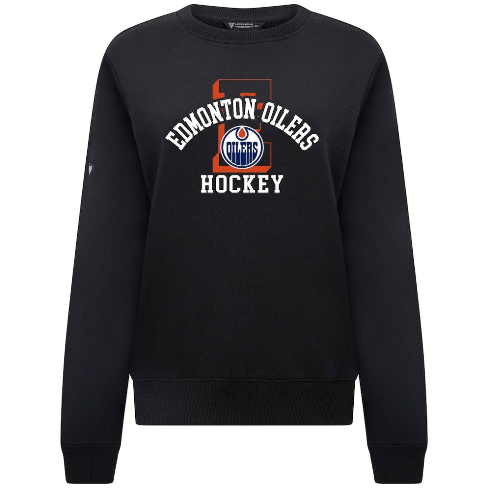 Edmonton Oilers Levelwear Women's Yvette Limelight Big Letter Sweatshirt - Black - NHL