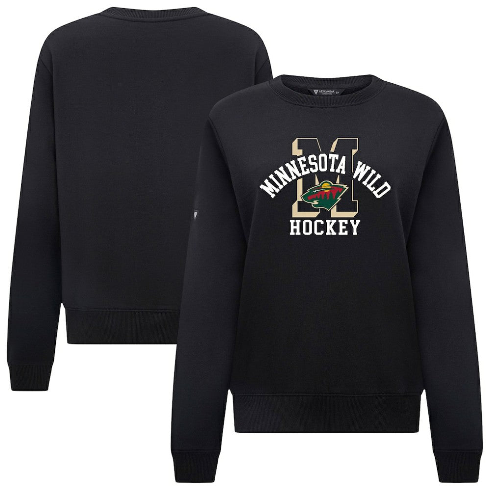 Minnesota Wild Levelwear Women's Yvette Limelight Big Letter Sweatshirt - Black - NHL