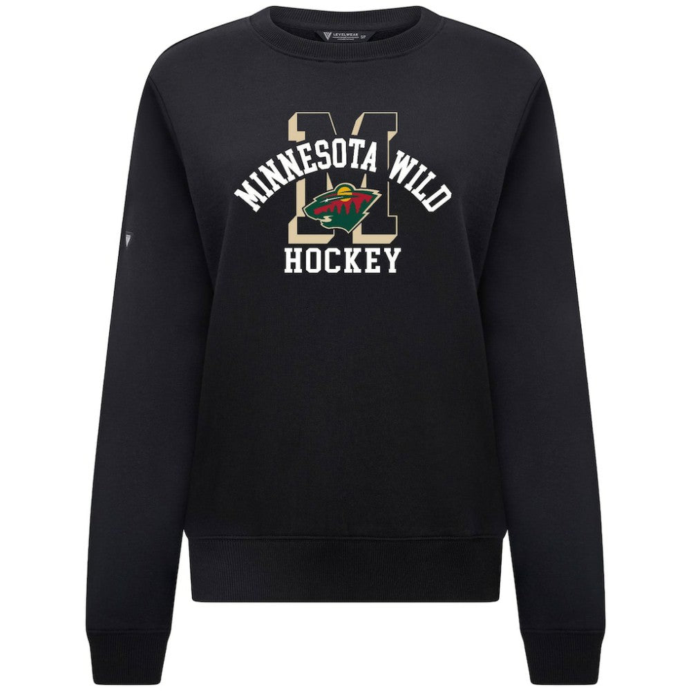 Minnesota Wild Levelwear Women's Yvette Limelight Big Letter Sweatshirt - Black - NHL