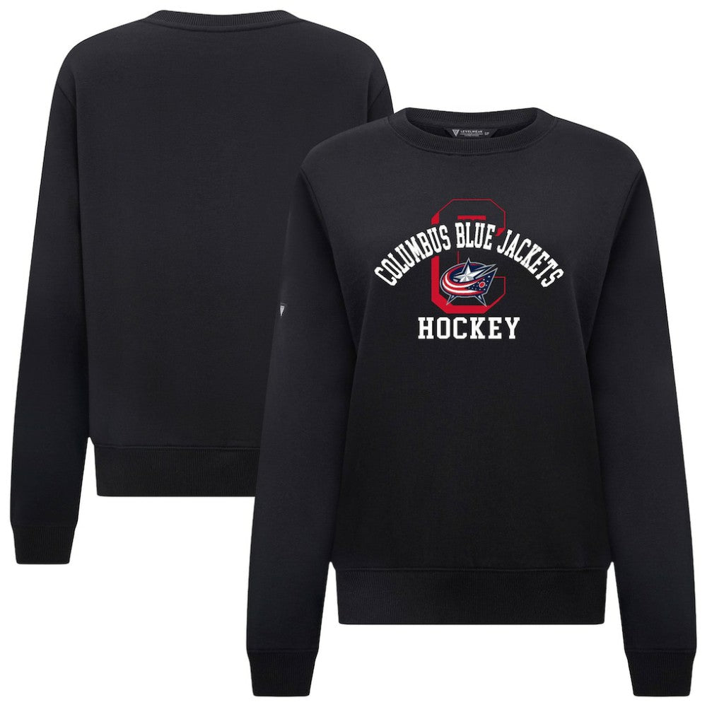 Columbus Blue Jackets Levelwear Women's Yvette Limelight Big Letter Sweatshirt - Black - NHL