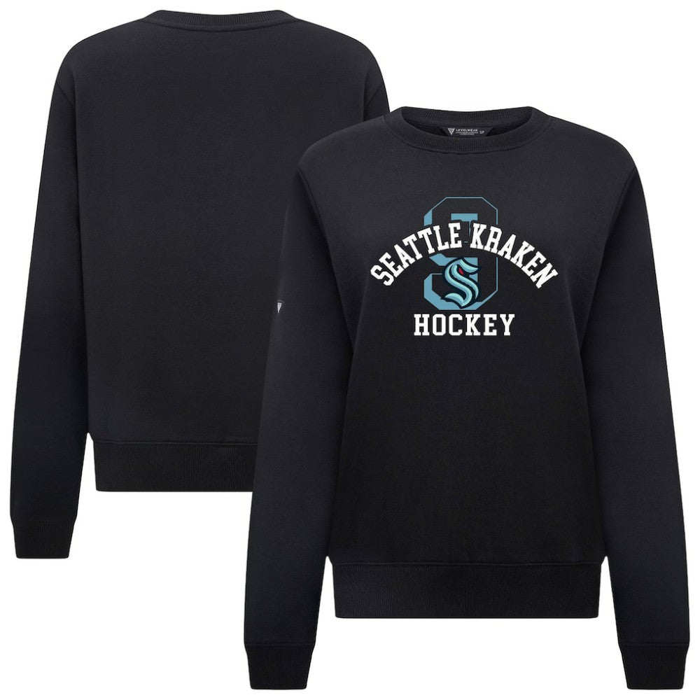 Seattle Kraken Levelwear Women's Yvette Limelight Big Letter Sweatshirt - Black - NHL